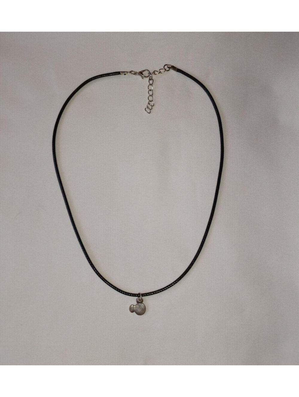 Disney Patinaed Mickey Head Pendant on 18+ Inch Black Cord Necklace - Picture 2 of 6